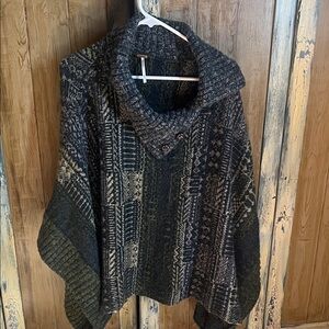 Free People multi colored Knit Poncho
